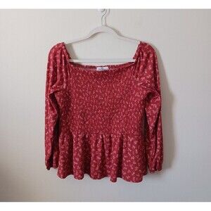 Kaileigh Handford Womens‎ Petite Knit Top Orange Off Shoulder Smocked XLP